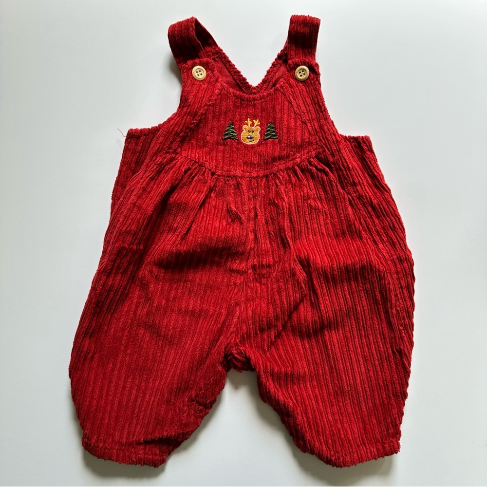 VIntage Baby Winter Red Corduroy Overalls Red 3/6 Months